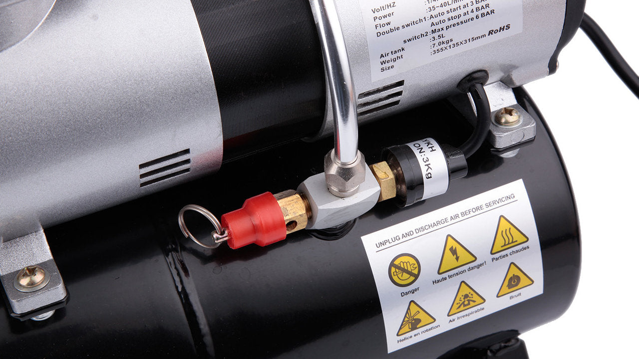 Fengda AS-196 Twin-Piston Airbrush Compressor – 3.5L Tank