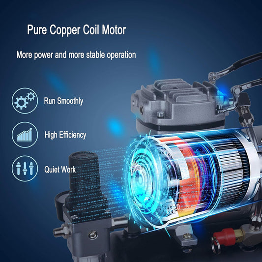 Fengda LS-186S Upgraded Single-Piston Airbrush Compressor with Cooling Fan & 3L Tank