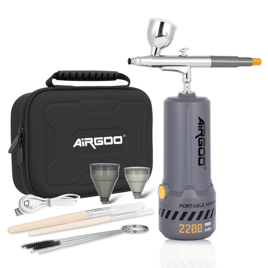 Airgoo MK430-215 Cordless Airbrush Kit – 2200mAh Compressor, 0.3mm Airbrush Set