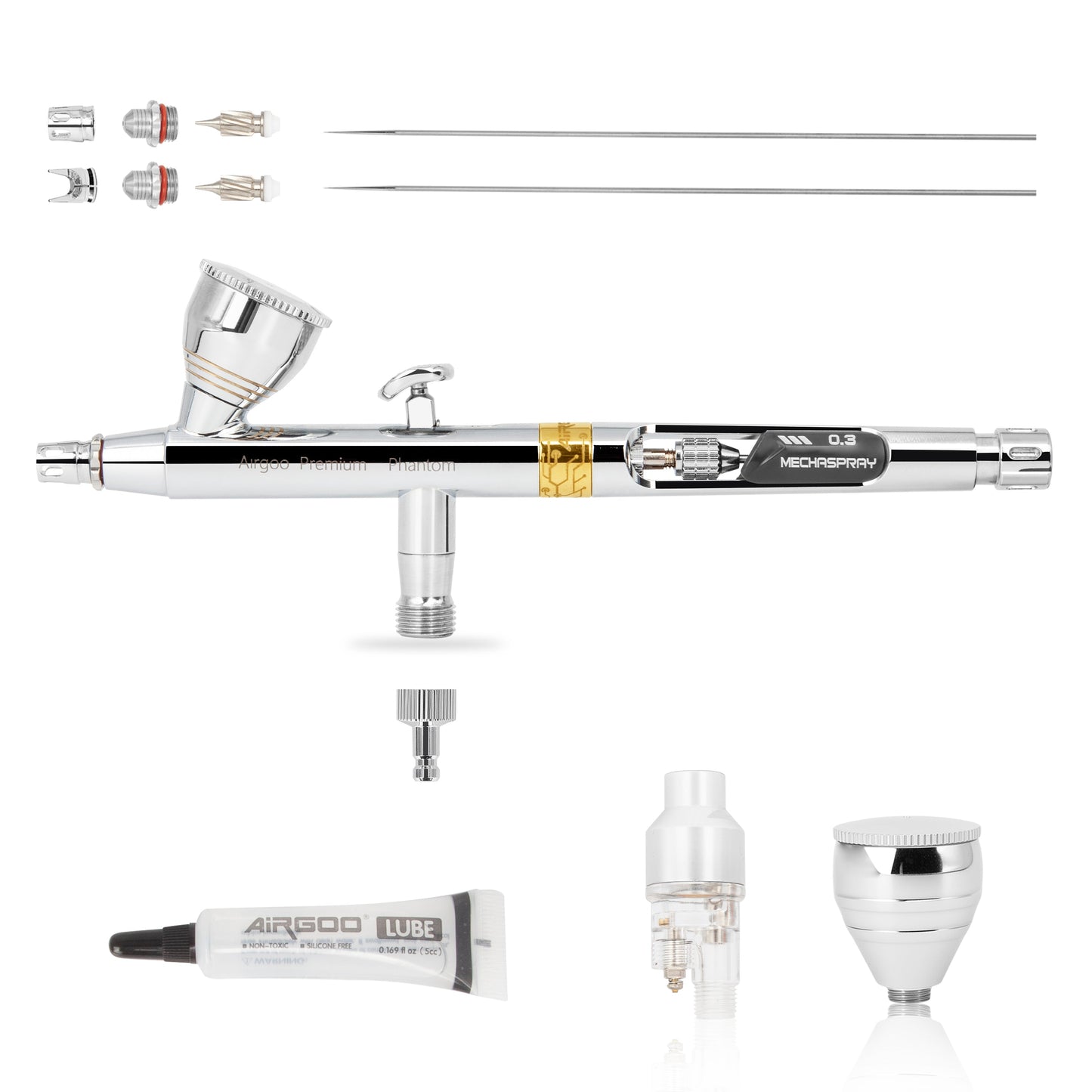 Airgoo Phantom Premium Airbrush D1 – 0.2mm & 0.3mm Dual-Action Set