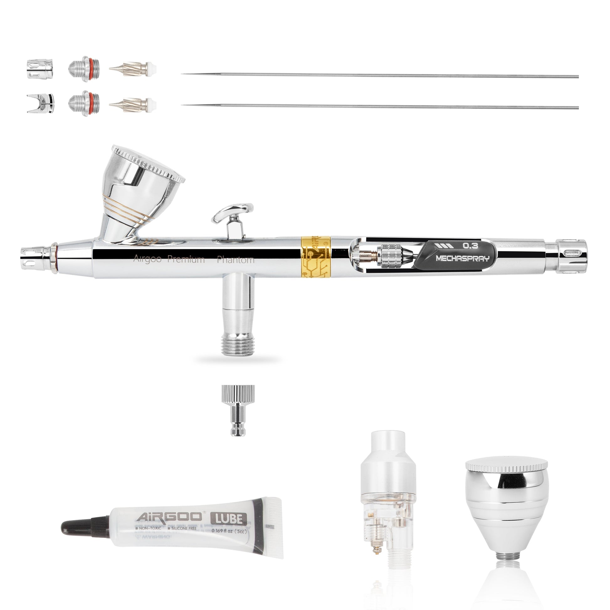 Airgoo Phantom Premium Airbrush D1 – 0.2mm & 0.3mm Dual-Action Set