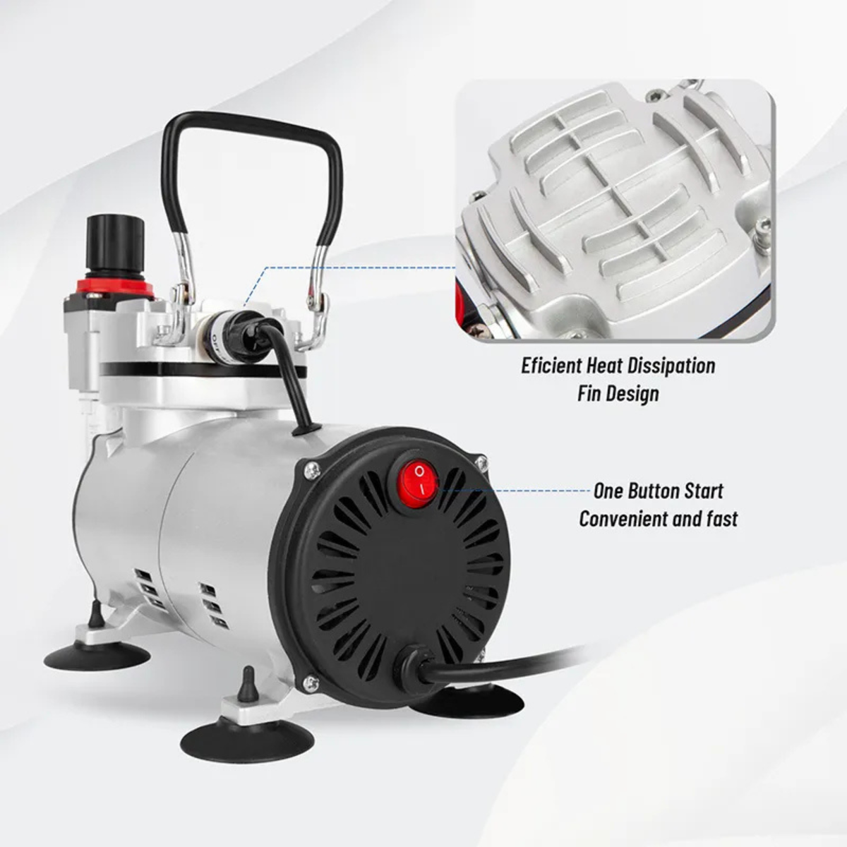 طقم Fengda Premium للمبتدئين مع إيربرش FE-130 مقاس 0.3 مم بتحكم مزدوج قابل للضبط، ميني كمبروسر وإكسسوارات كاملة (FD18-2K)