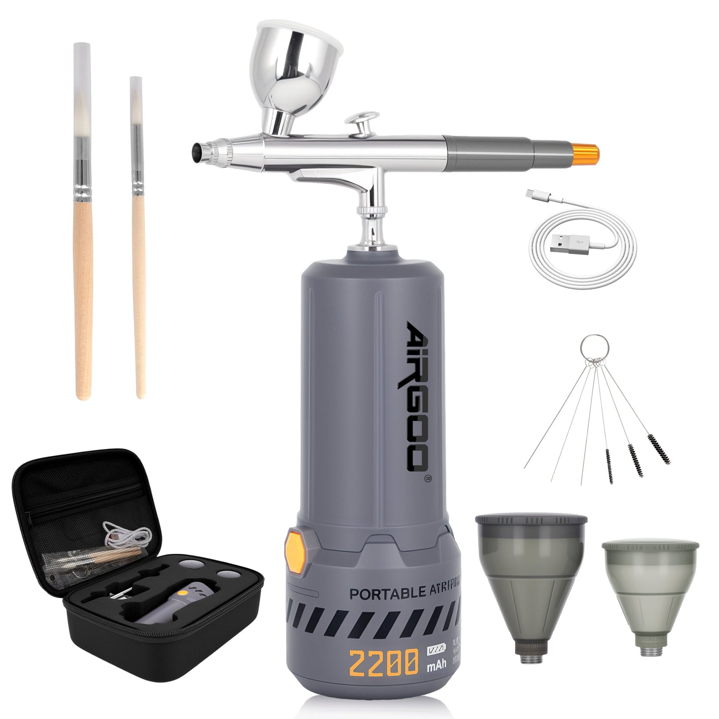 Airgoo MK430-215 Cordless Airbrush Kit – 2200mAh Compressor, 0.3mm Airbrush Set