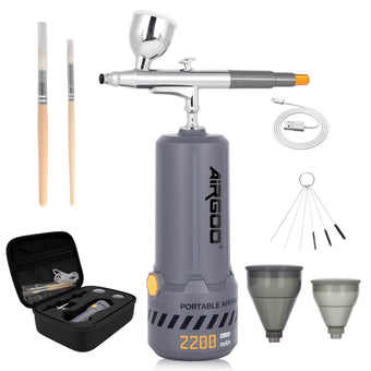 Airgoo MK430-215 Cordless Airbrush Kit – 2200mAh Compressor, 0.3mm Airbrush Set