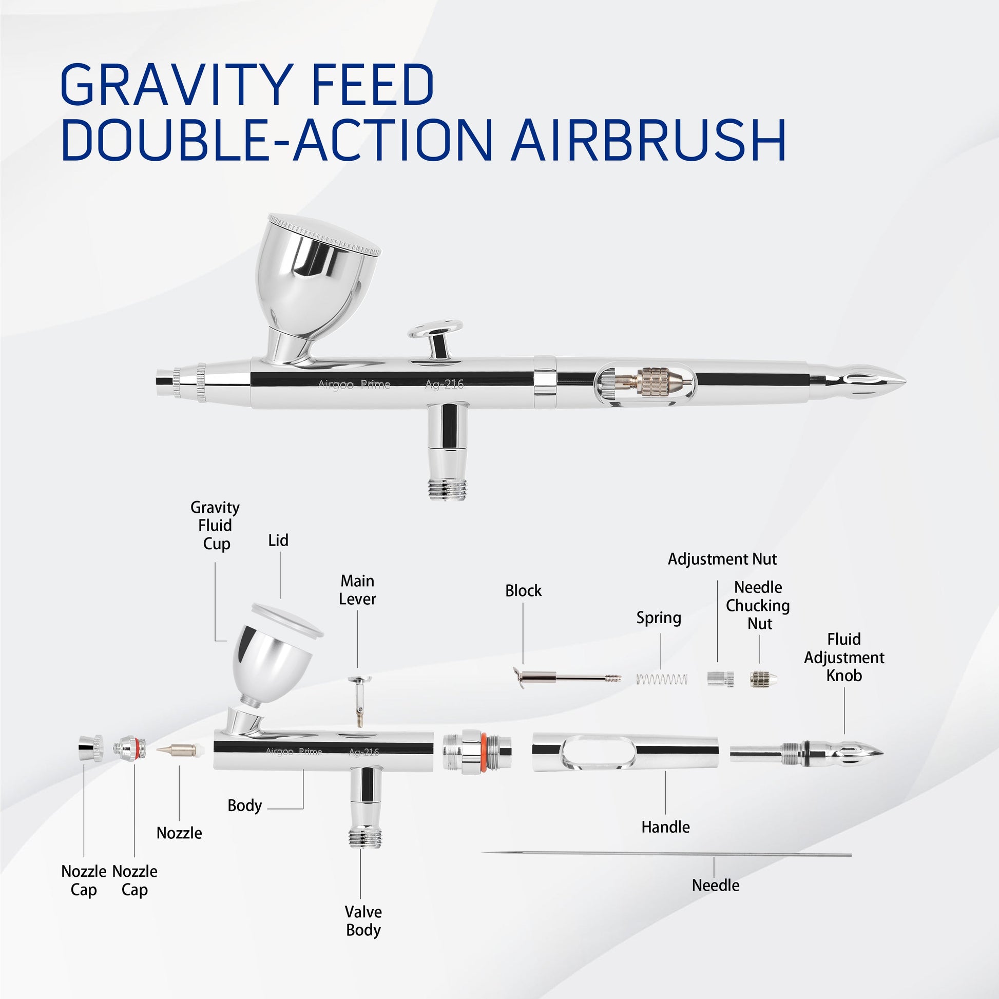 Airgoo AG-216 Prime Dual-Action Airbrush Set – 0.3mm & 0.5mm Nozzles