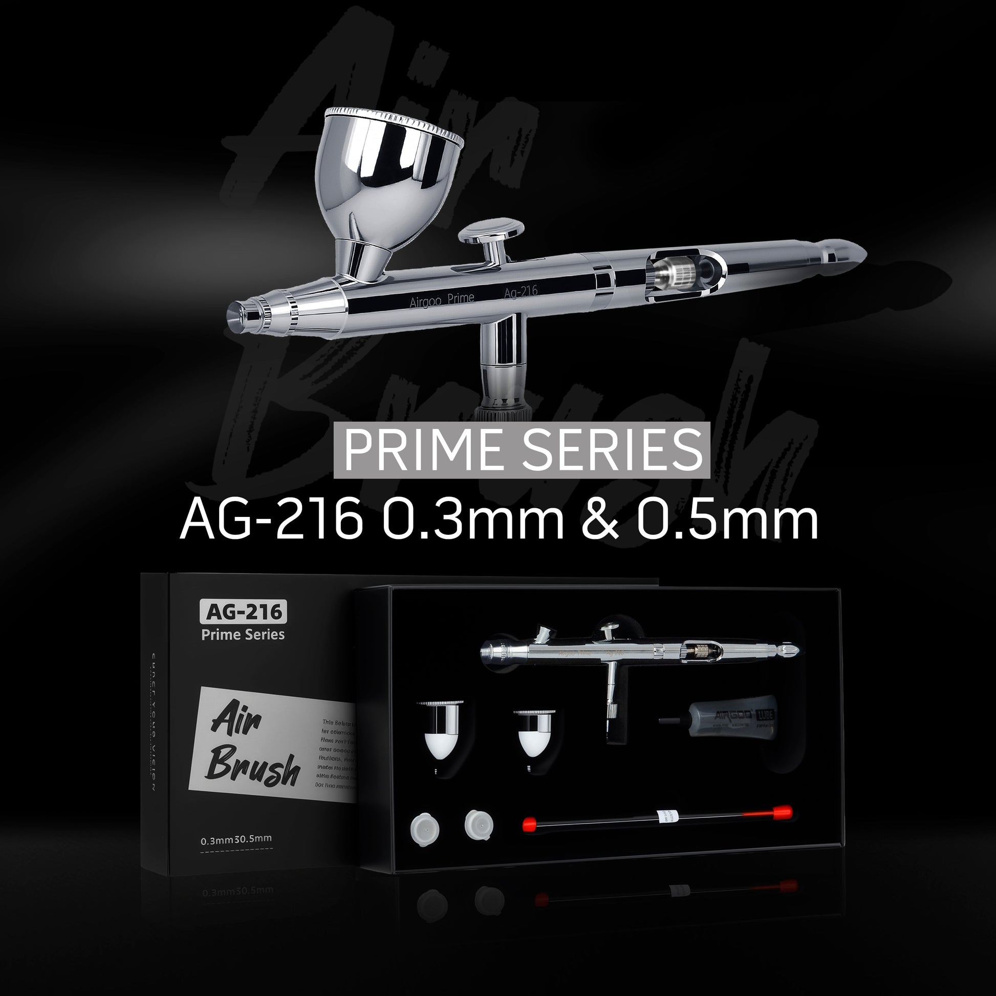 Airgoo AG-216 Prime Dual-Action Airbrush Set – 0.3mm & 0.5mm Nozzles