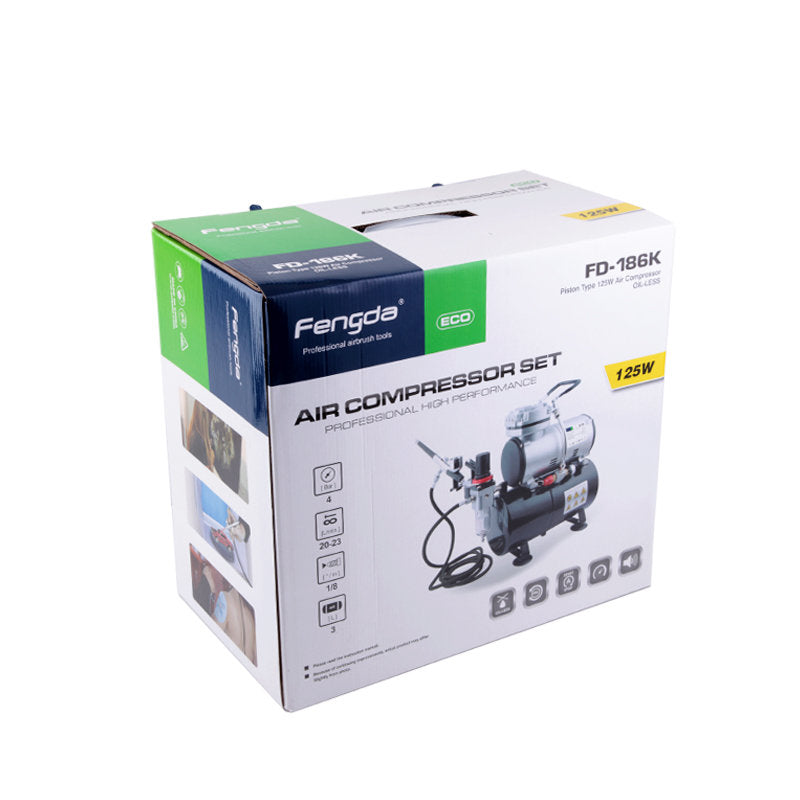 Fengda AS-186K Airbrush Starter Kit with 3L Compressor & FE-130 Airbrush