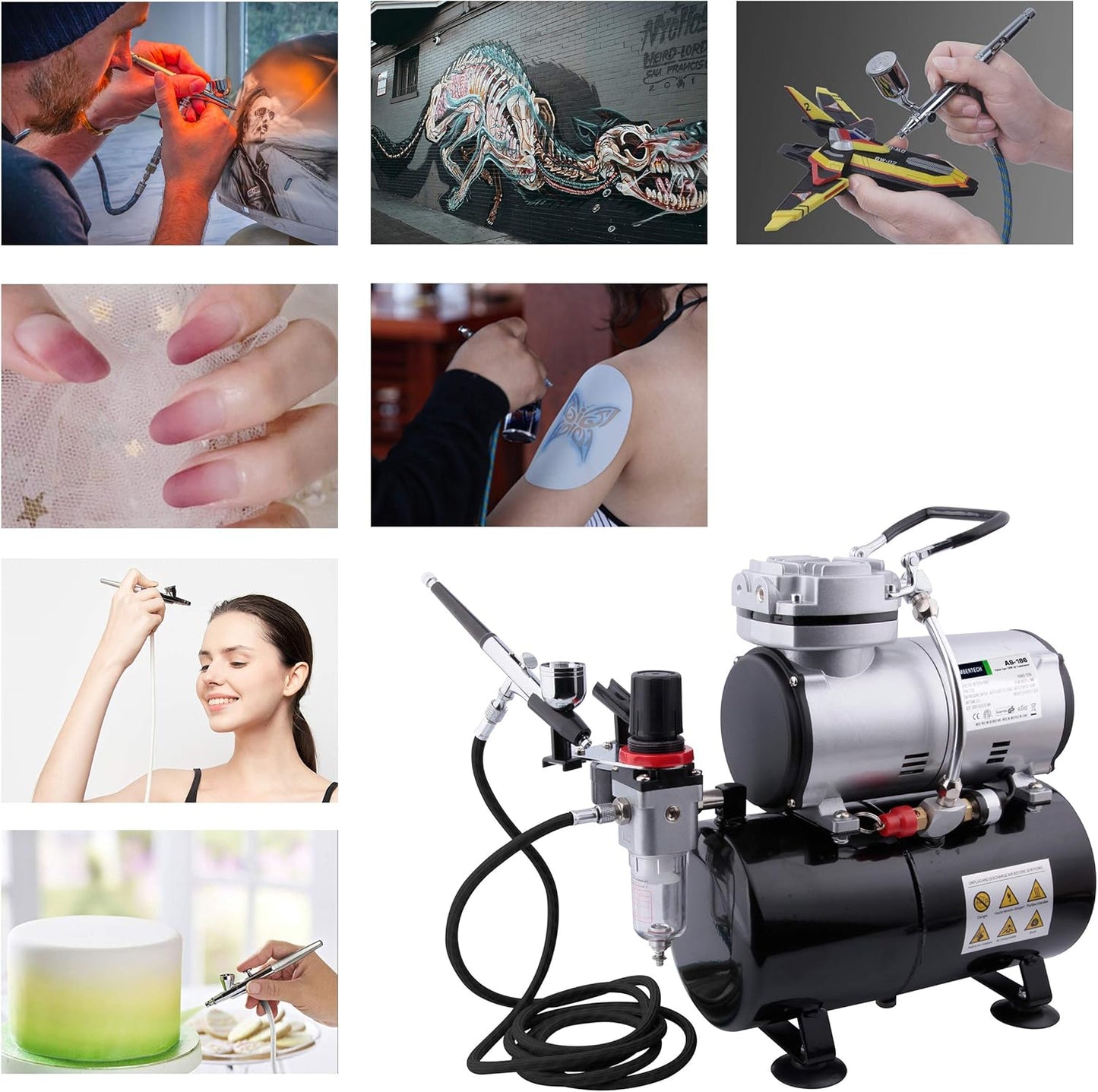 Fengda AS-186K Airbrush Starter Kit with 3L Compressor & FE-130 Airbrush