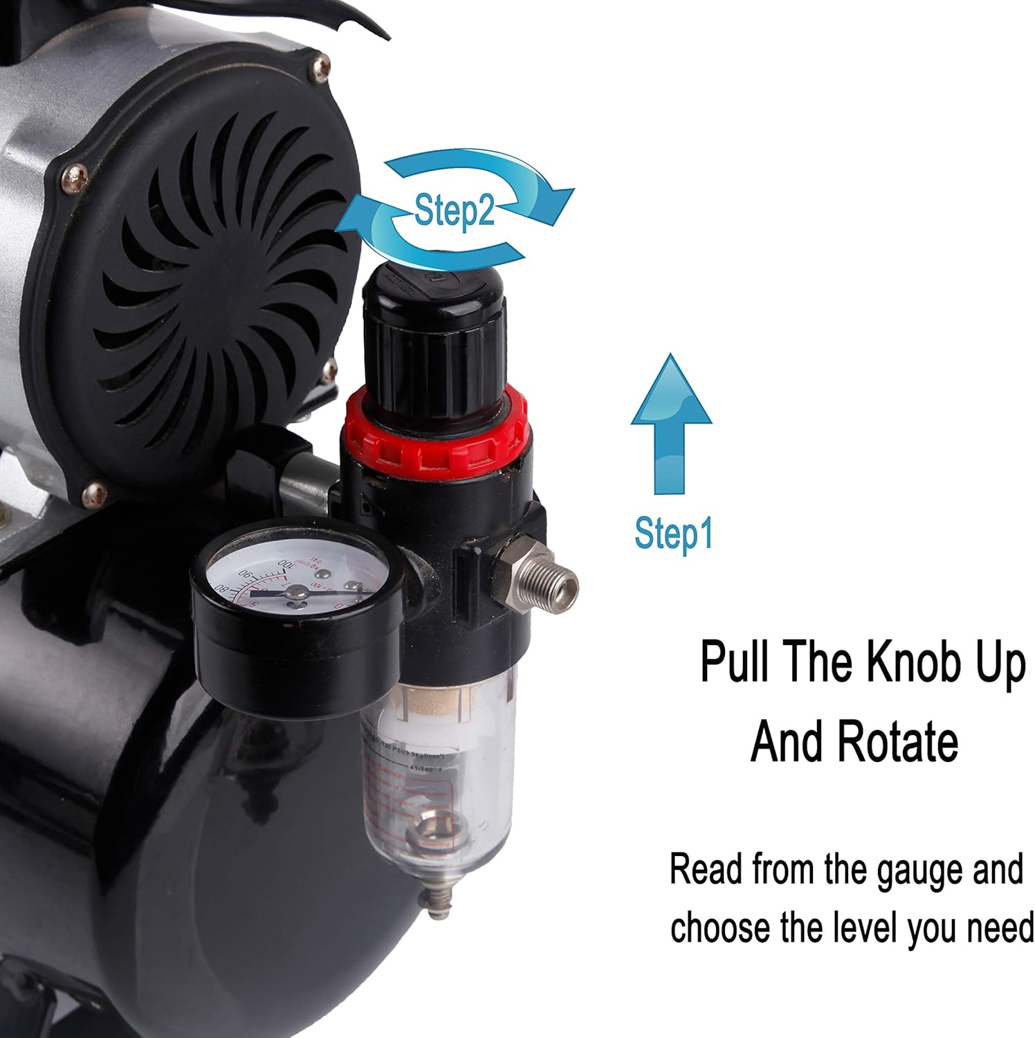 Fengda LS-186S Upgraded Single-Piston Airbrush Compressor with Cooling Fan & 3L Tank