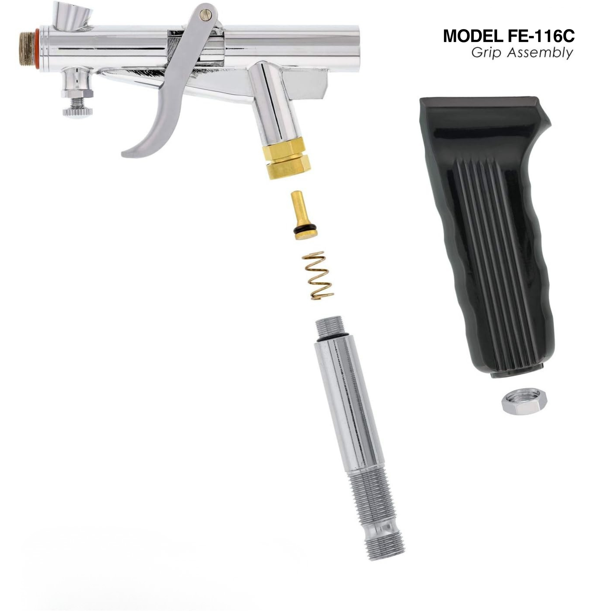 Fengda Elite Airbrush 0.3, 0.5 & 0.8mm Gravity Feed Pistol Type Paint Spray Gun Set with 3 Interchangeable Cups, Nozzles, 2 Meter Braided Air Tube (FE-116C)