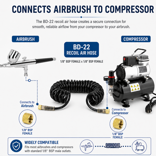 Recoil Airbrush Air Hose 1/8" BSP to 1/8" BSP | BD-22