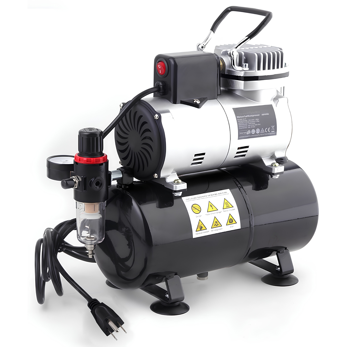 Fengda LS-186S Upgraded Single-Piston Airbrush Compressor with Cooling Fan & 3L Tank