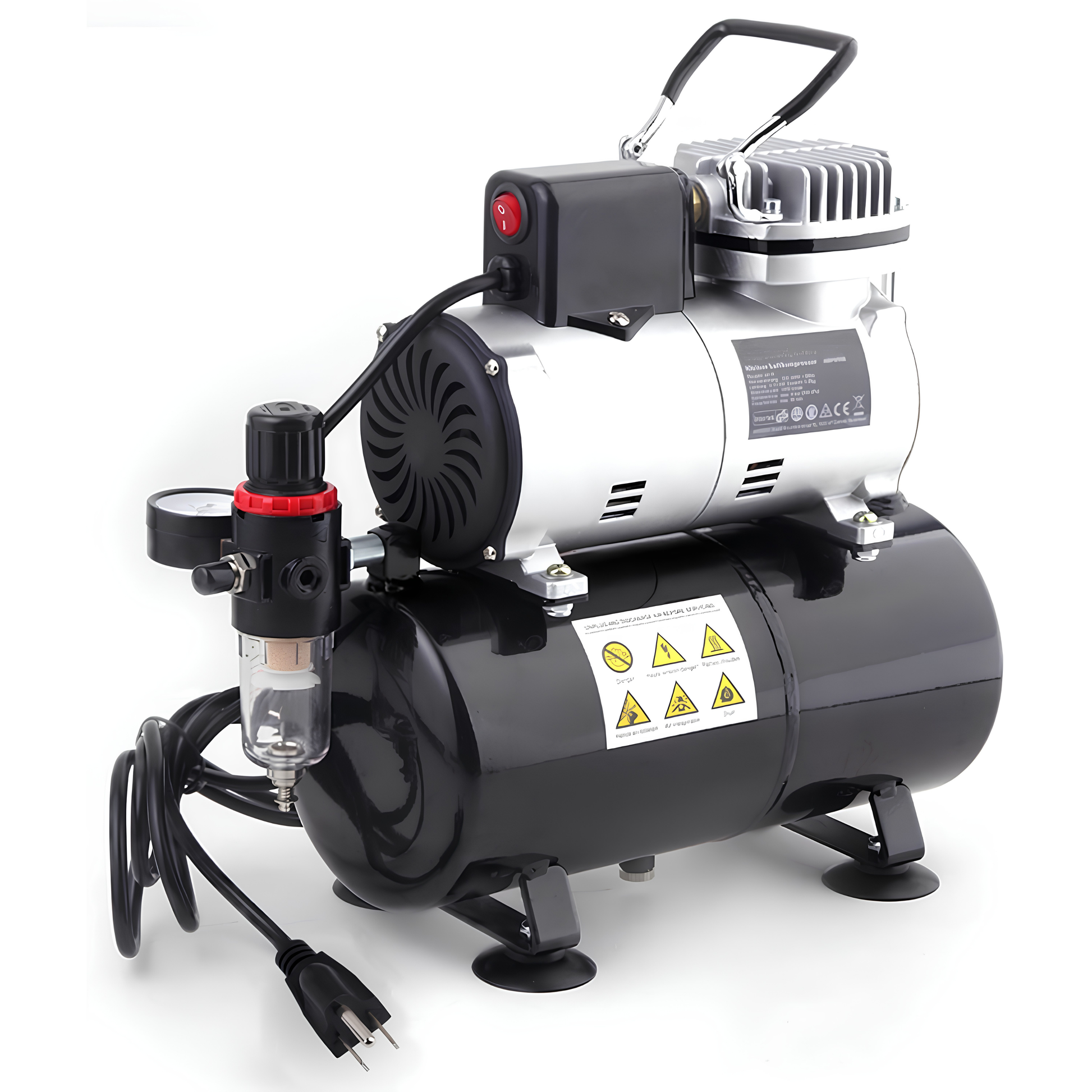 Fengda LS-186S Upgraded Single-Piston Airbrush Compressor with Cooling Fan & 3L Tank