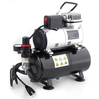 Fengda LS-186S Upgraded Single-Piston Airbrush Compressor with Cooling Fan & 3L Tank